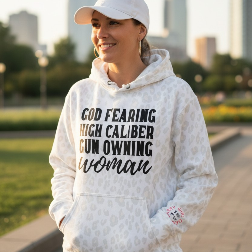 High Caliber Snow Leopard Hoodie - Carry Girl Gear