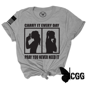 Carry & Pray Tee Xs / Steel Unisex Cut Cgg Perfect Tee
