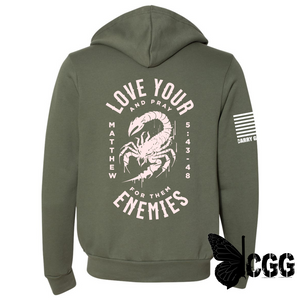 Love Your Enemies Zippered Hoodie Military Green / Xs