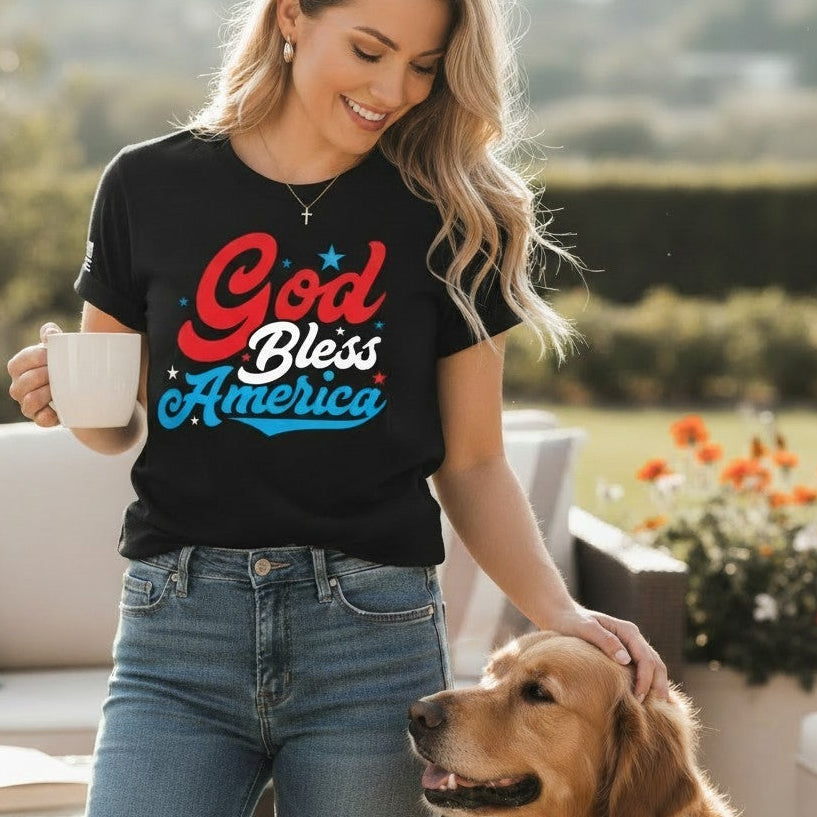 God Bless America Black tee