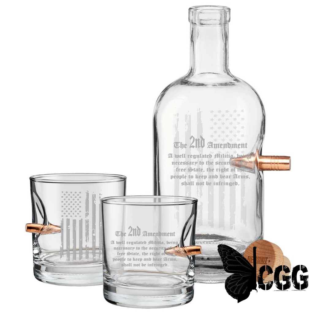 2Nd Amendment Glasses No / Decanter And Two Rocks