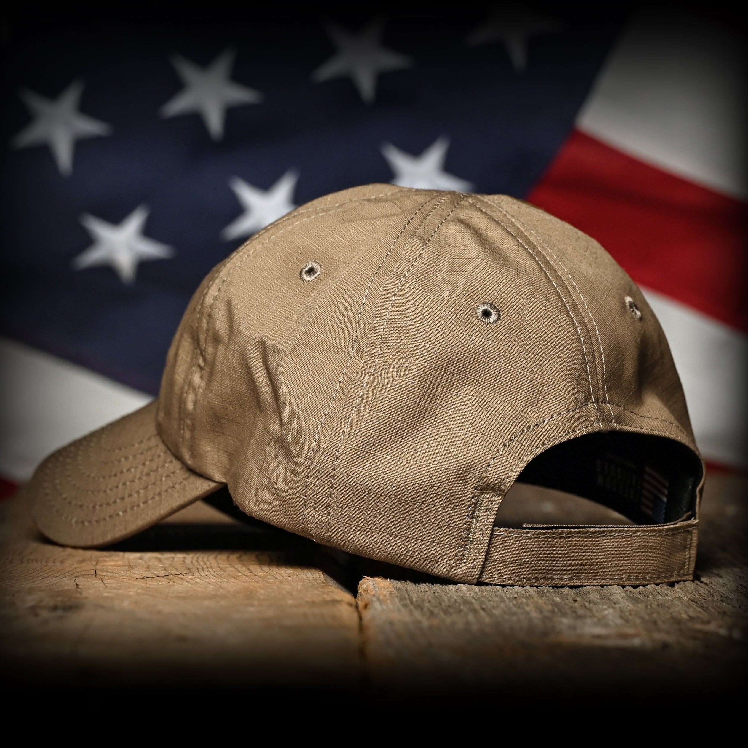 Coyote Brown Ripstop Full Fabric American Flag Range Hat