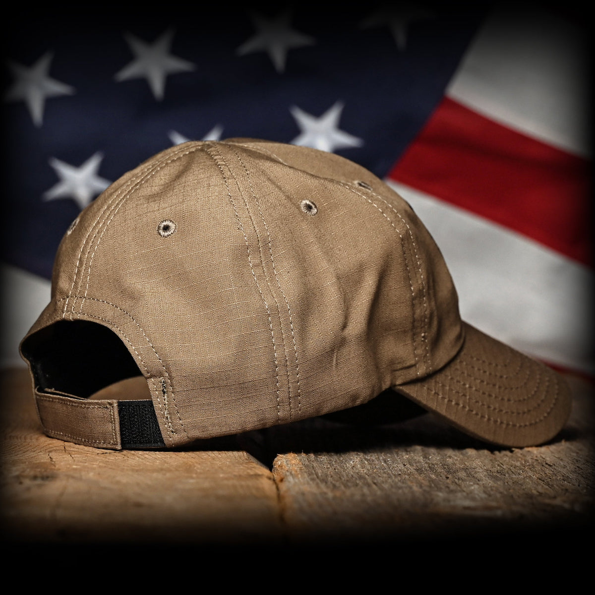 Coyote Brown Ripstop Full Fabric American Flag Range Hat