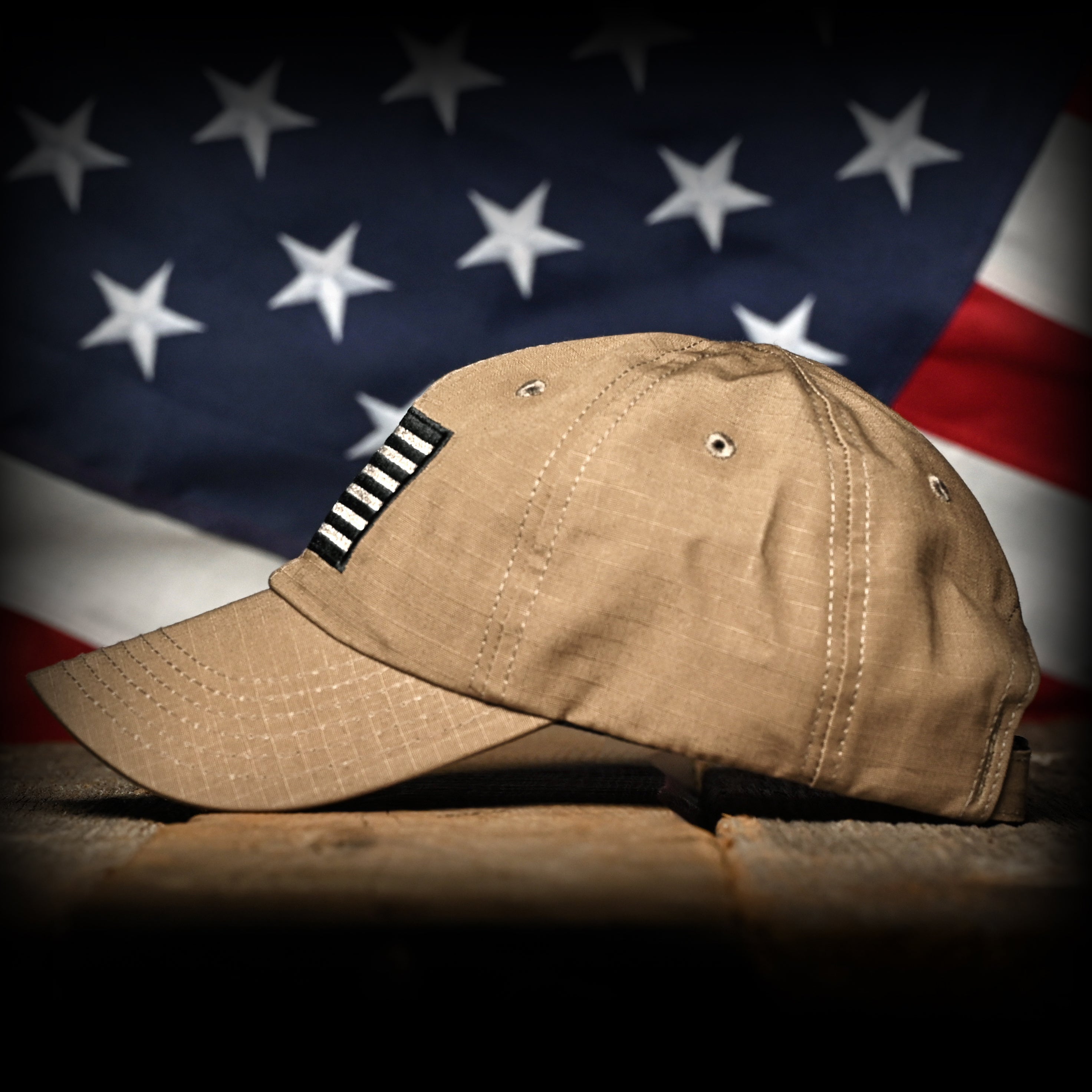 Coyote Brown Ripstop Full Fabric American Flag Range Hat
