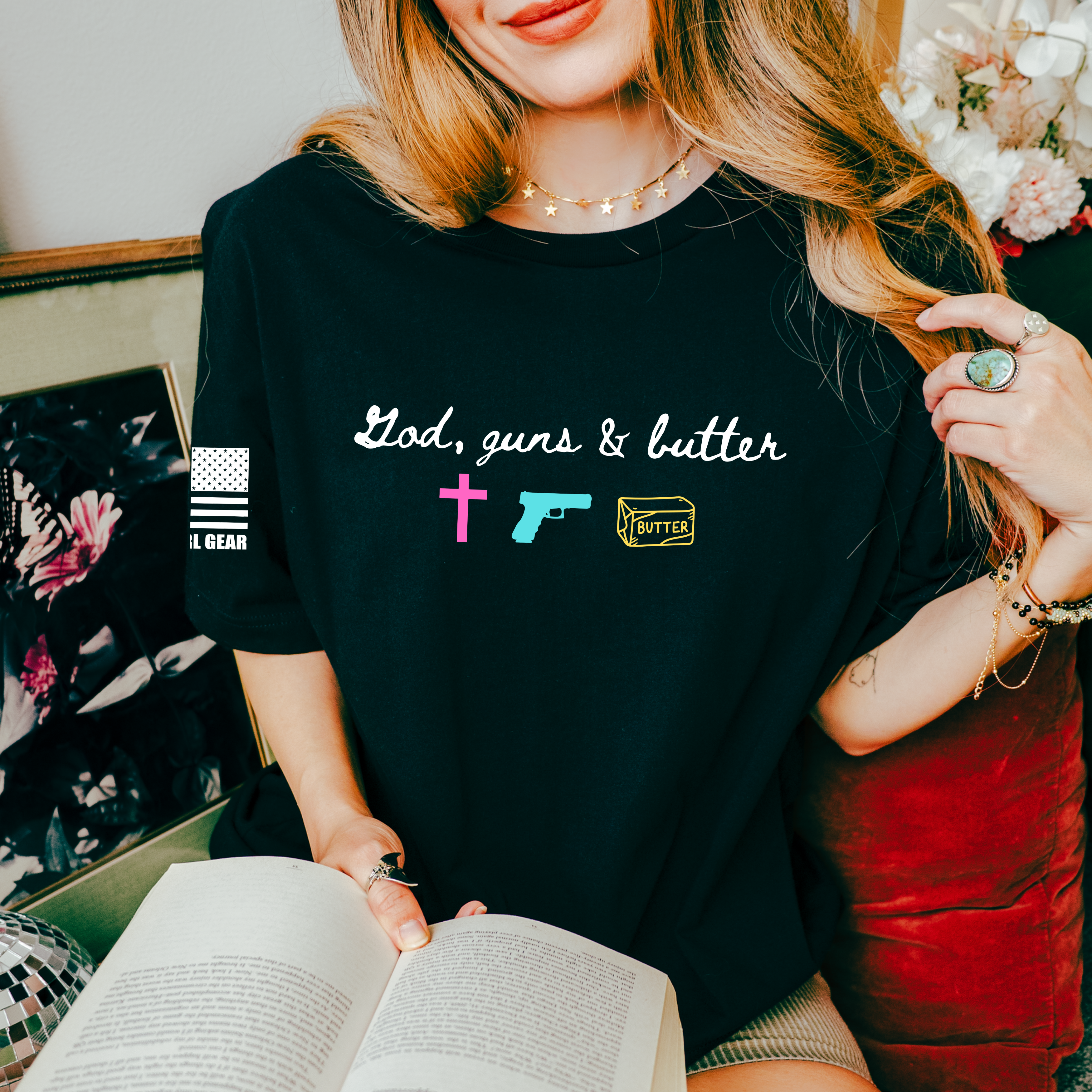 GOD, GUNS & BUTTER TEE