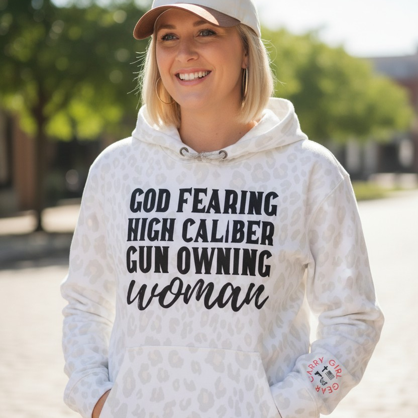 High Caliber Snow Leopard Hoodie - Carry Girl Gear