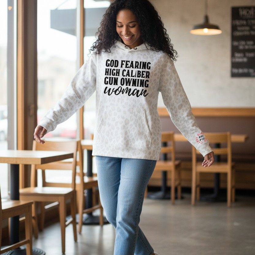 High Caliber Snow Leopard Hoodie - Carry Girl Gear