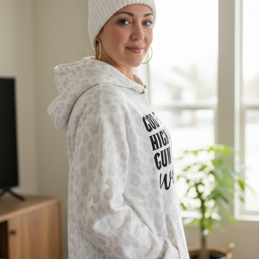High Caliber Snow Leopard Hoodie - Carry Girl Gear