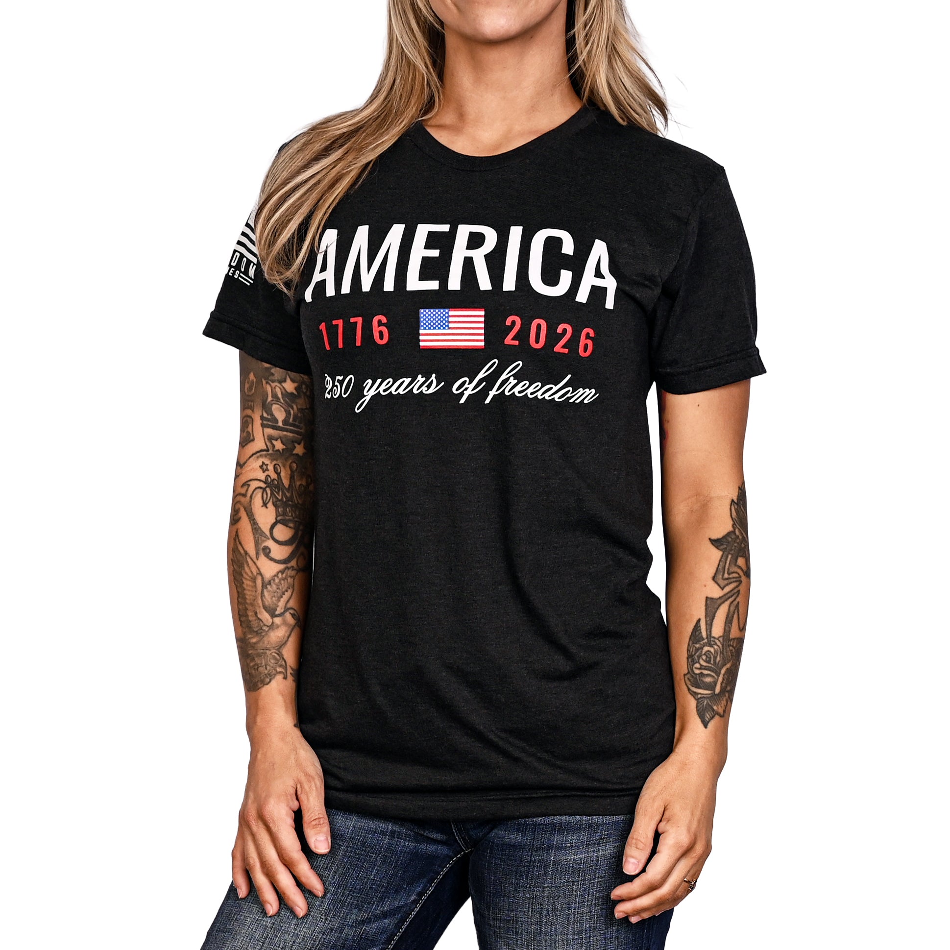 Women's 250 Years of Freedom Patriotic Boyfriend Fit T-Shirt - Carry Girl Gear