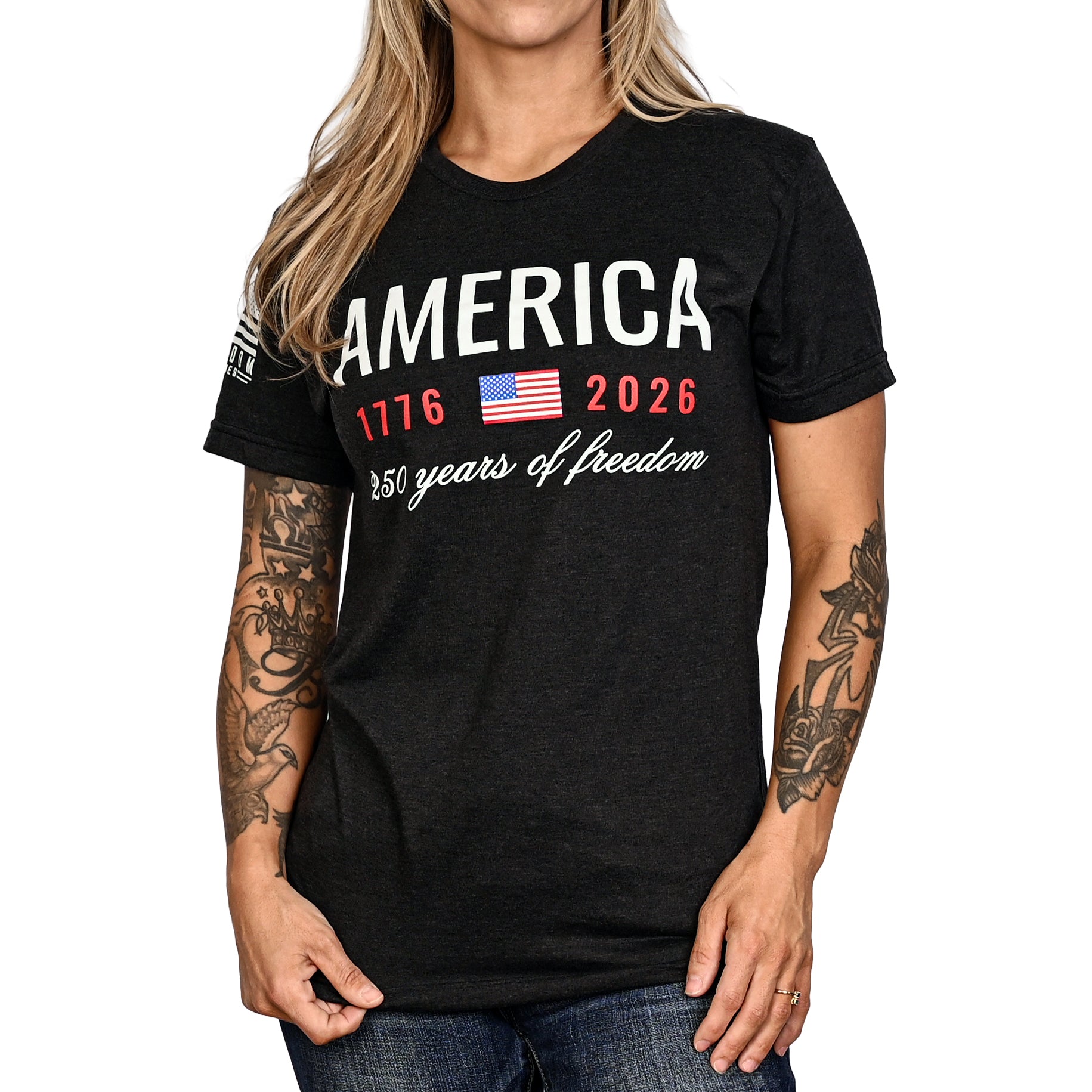 Women's 250 Years of Freedom Patriotic Boyfriend Fit T-Shirt - Carry Girl Gear