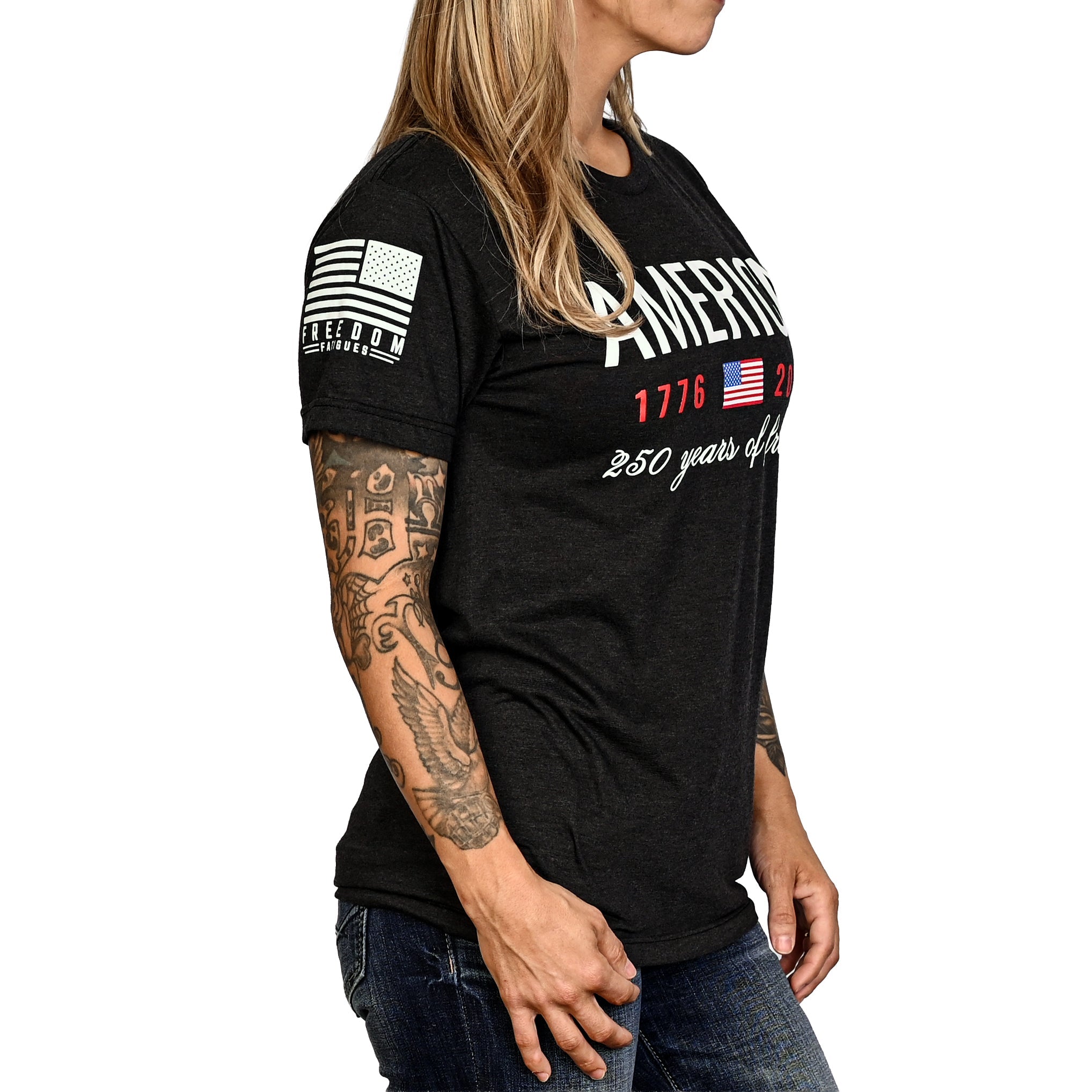 Women's 250 Years of Freedom Patriotic Boyfriend Fit T-Shirt - Carry Girl Gear