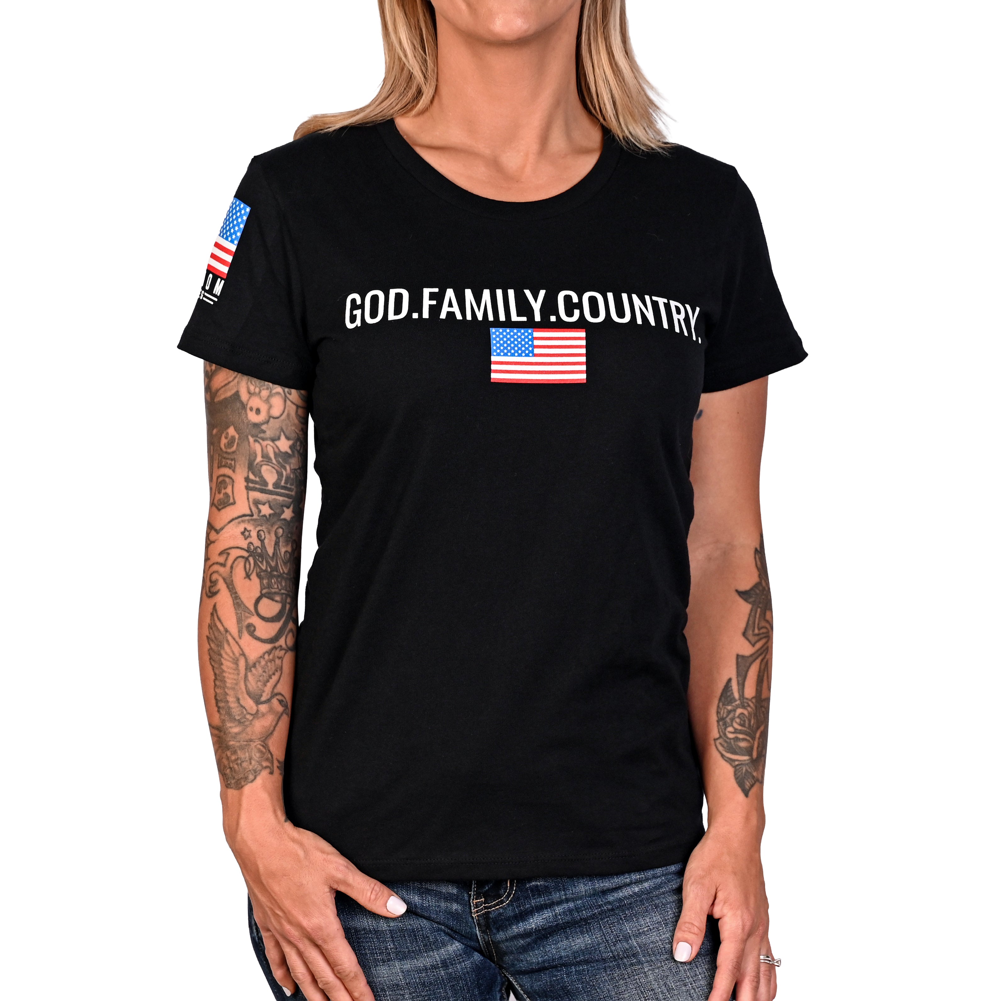 Women's God Family Country Patriotic T-Shirt