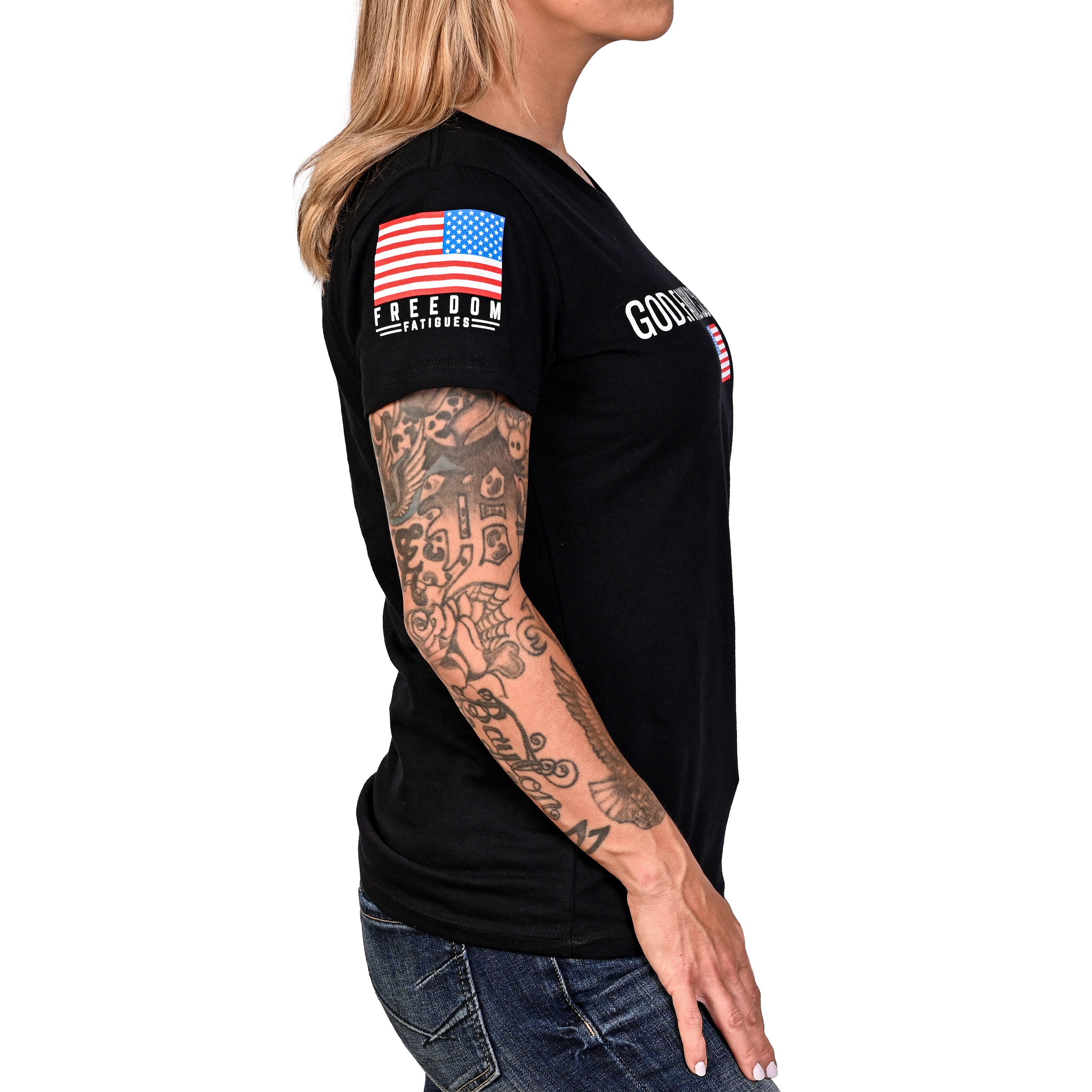 Women's God Family Country Patriotic T-Shirt