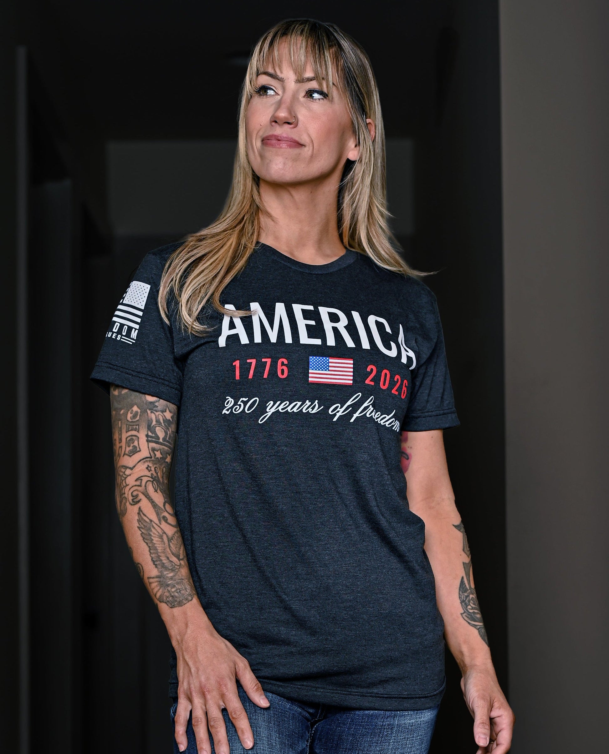 Women's 250 Years of Freedom Patriotic Boyfriend Fit T-Shirt - Carry Girl Gear