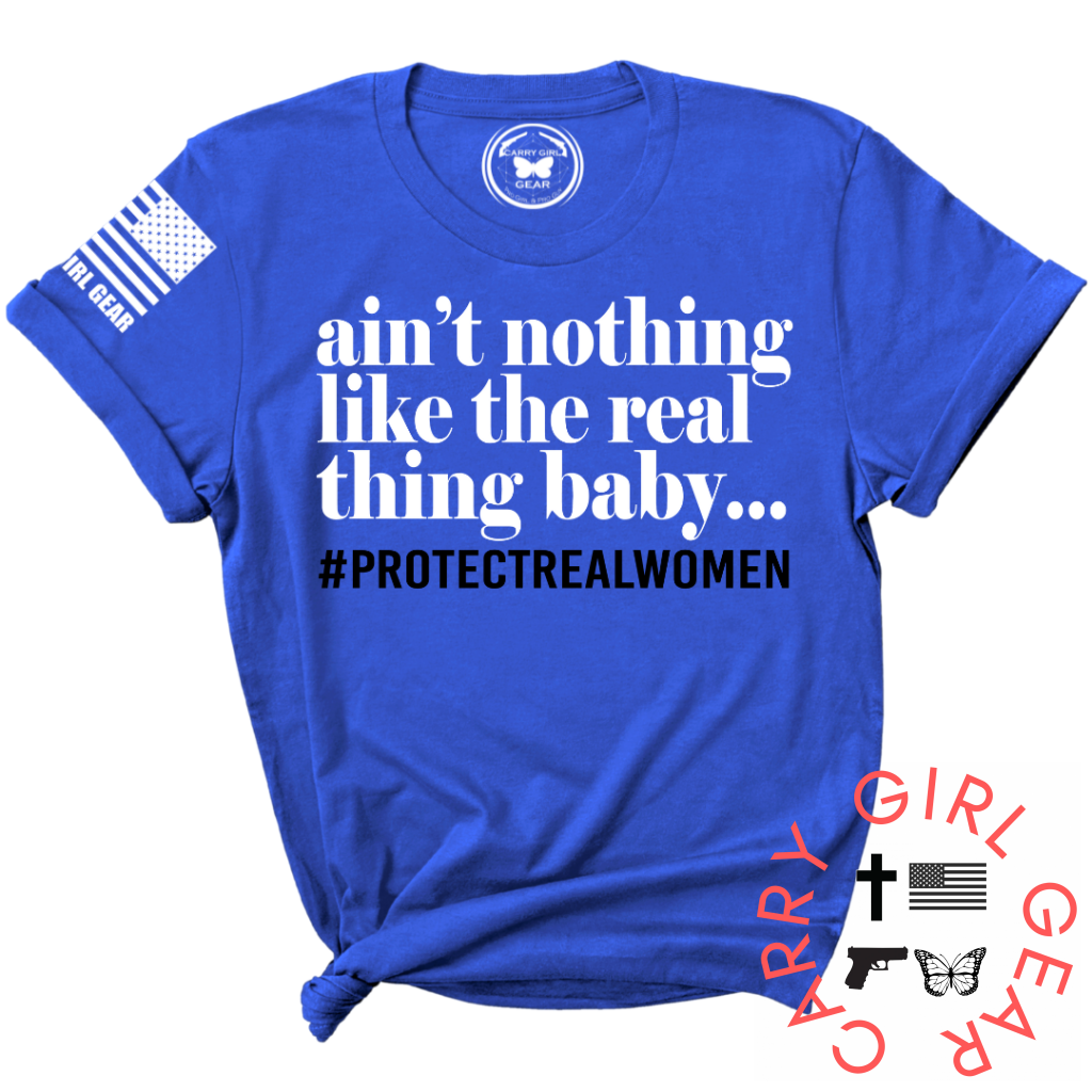 Aint Nothing Like The Real Thing Baby Tee Xs / Royal Blue Unisex Cut Cgg Perfect Tee