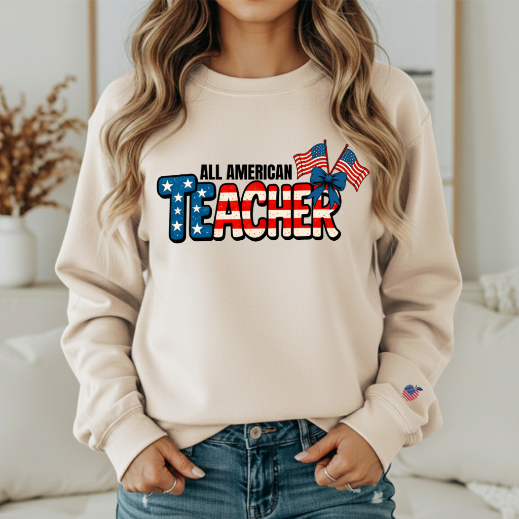 ALL AMERICAN TEACHER CREW SM / SAND Sweatshirt