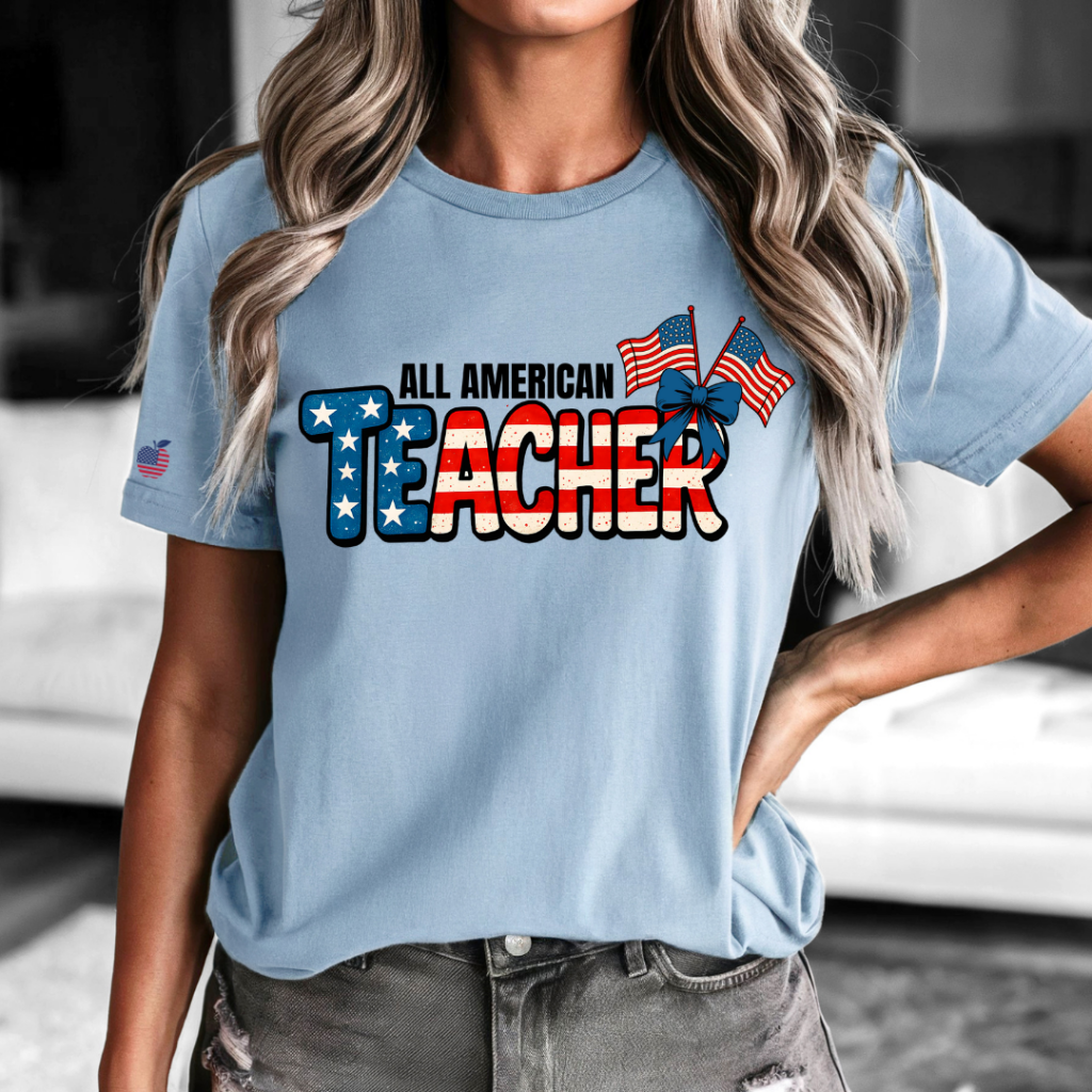 ALL AMERICAN TEACHER TEE BABY BLUE / XS / UNISEX TEE T-Shirts