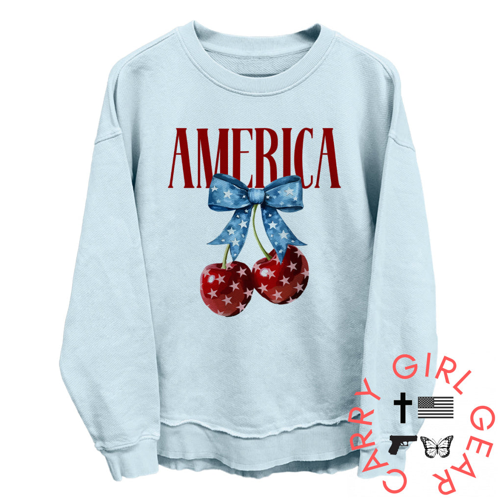 America Cherries (Front) Coastal Terry Poncho / Nantucket Breeze / S NC - Apparel