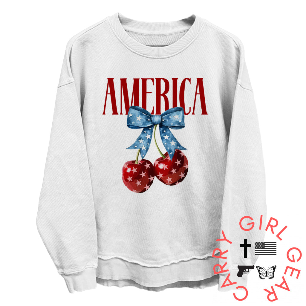 America Cherries (Front) Coastal Terry Poncho / White / S NC - Apparel