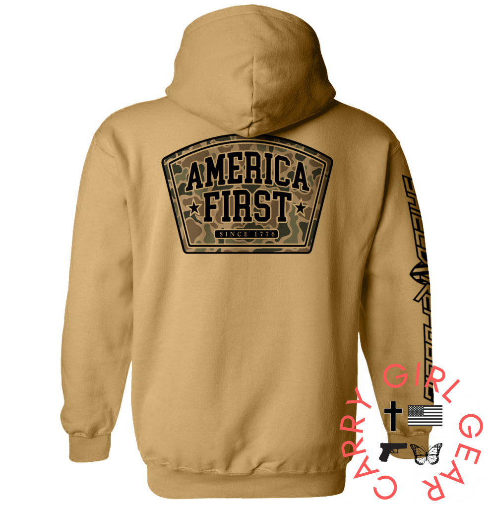 America First Duck Camo Sand / S Hoodie Nc - Apparel