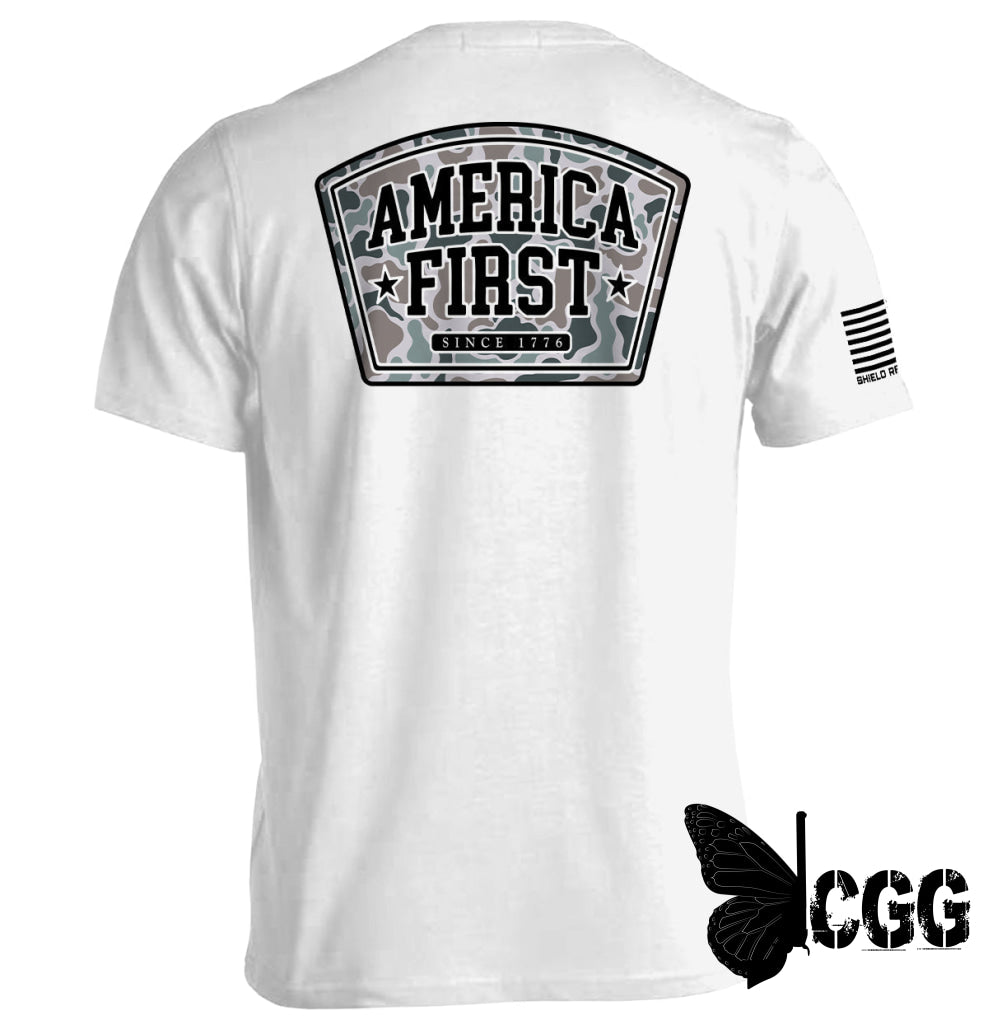 America First Duck Camo White / S Tee Nc - Apparel