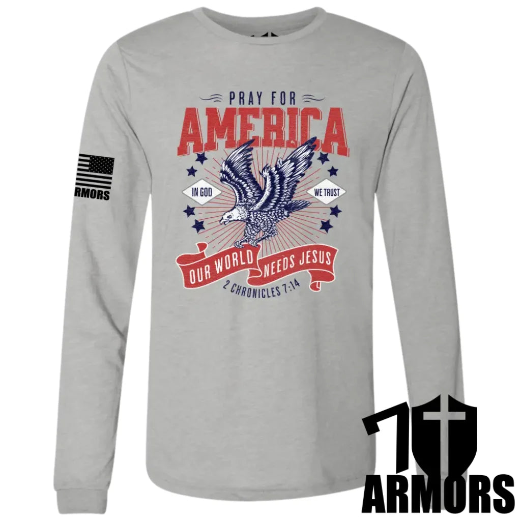 America Needs Jesus Long Sleeve Sm / Gray