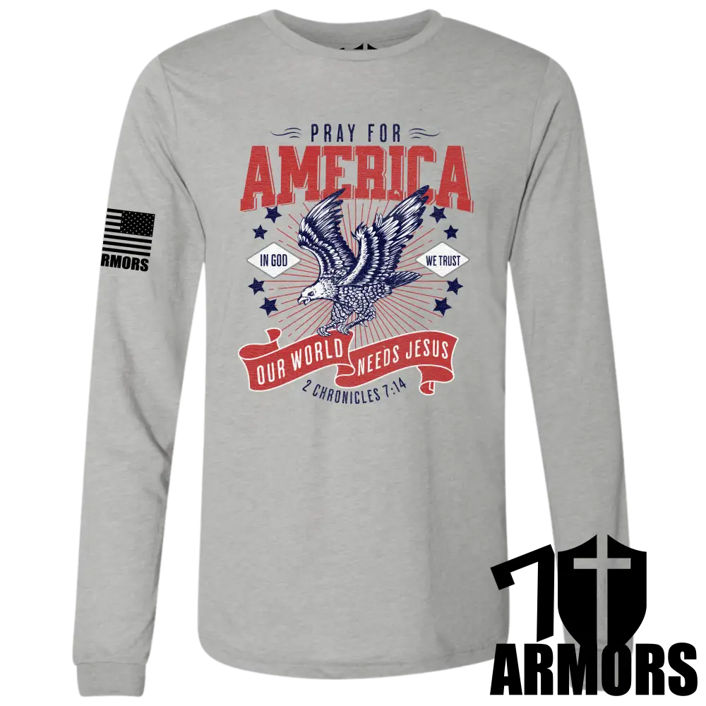 America Needs Jesus Long Sleeve Sm / Gray