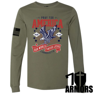 America Needs Jesus Long Sleeve Sm / Od Green