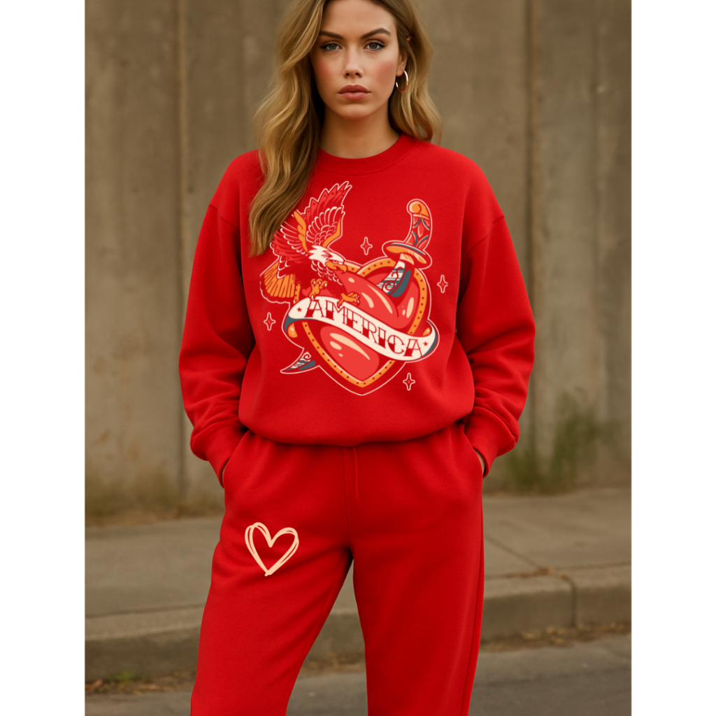 AMERICAN HEART JOGGER SET RED / XS / XS Clothing Set