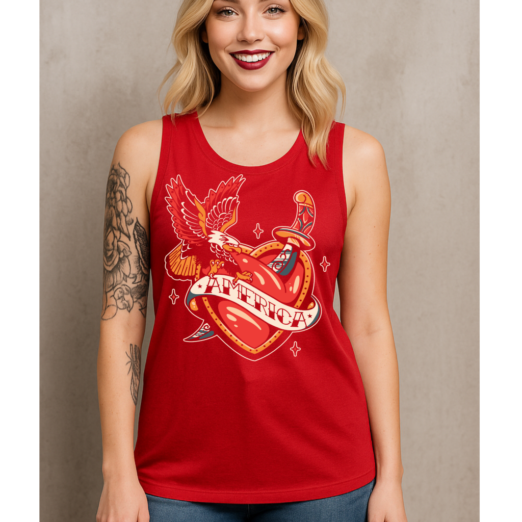 AMERICAN HEART TANK Red / S MUSCLE TANK