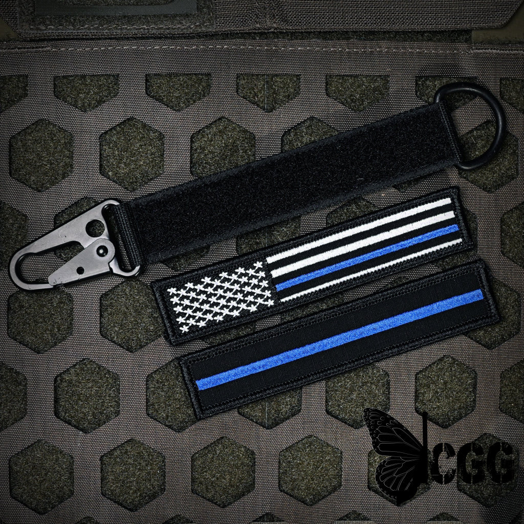 American Made Heavy Duty Tactical Keychain - Thin Blue Line