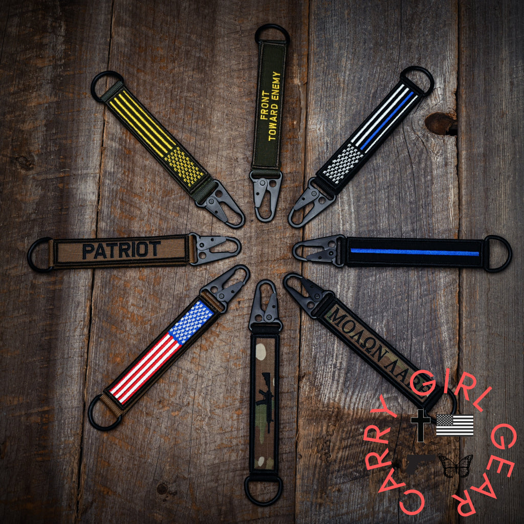 American Made Heavy Duty Tactical Keychain - Thin Blue Line