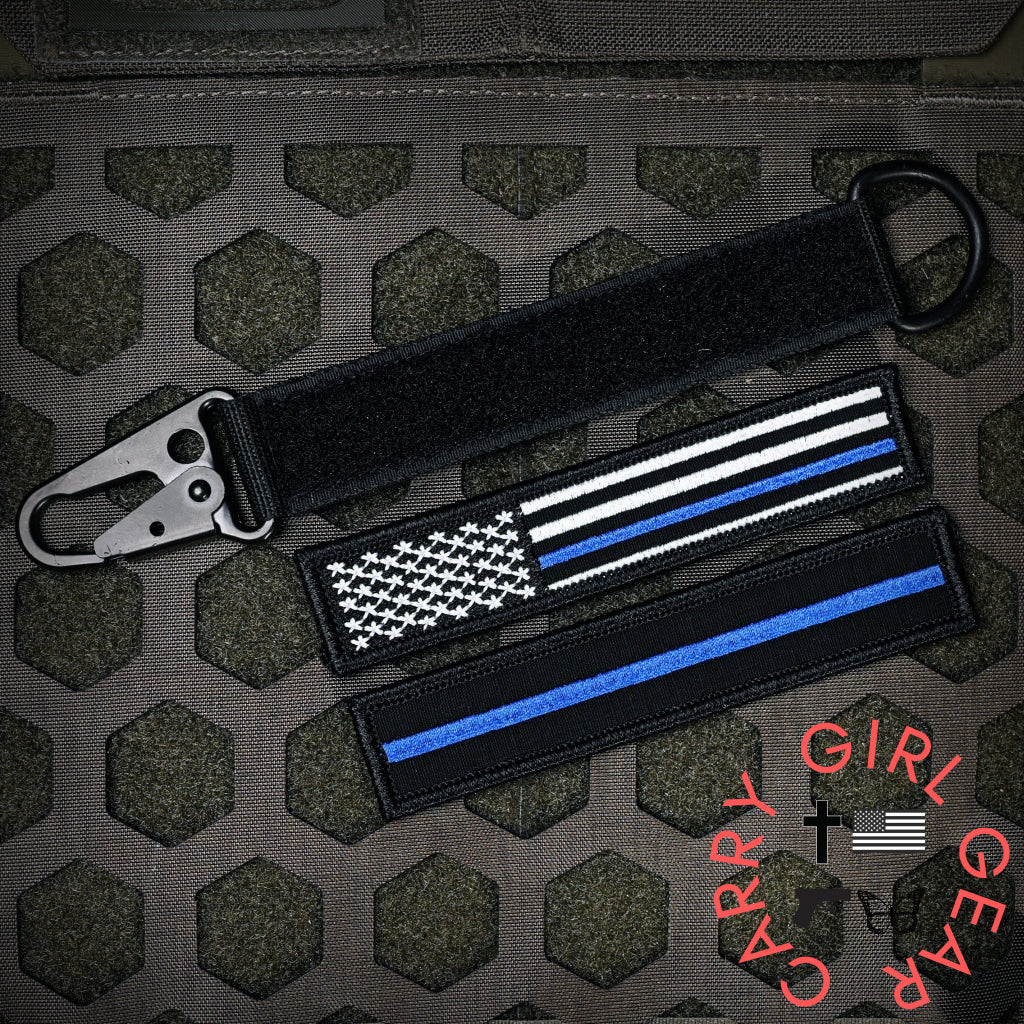 American Made Heavy Duty Tactical Keychain - Thin Blue Line