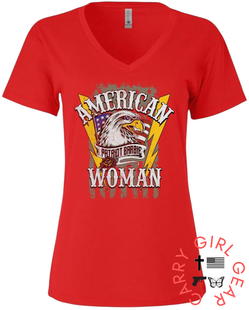 American Woman Design -clearance Red women’s V-neck / Small Crew Sweatshirt