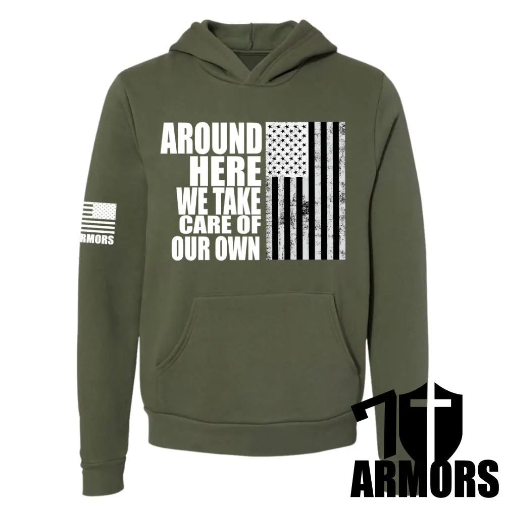 Around Here Hoodie Od Green / Sm