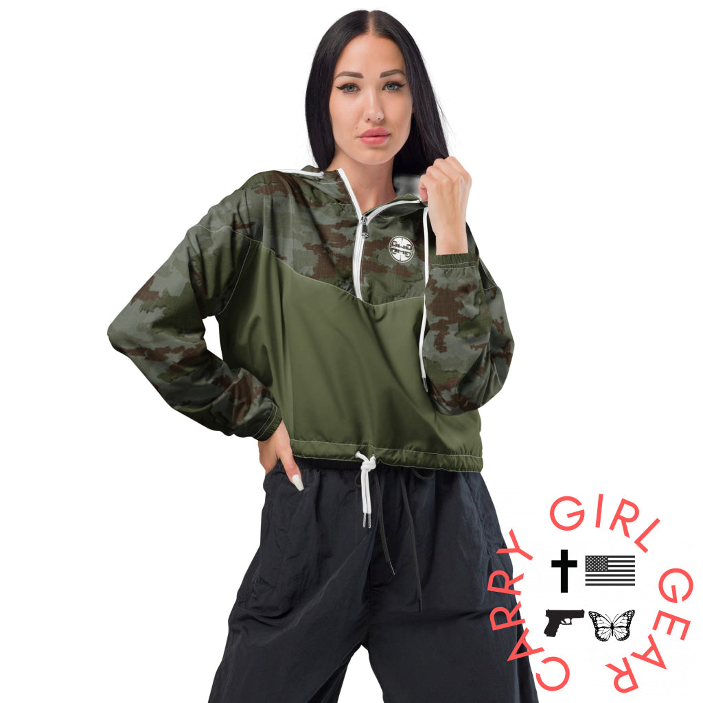 Athleisure Cropped Windbreaker | TerraVerde Camo Hoodie