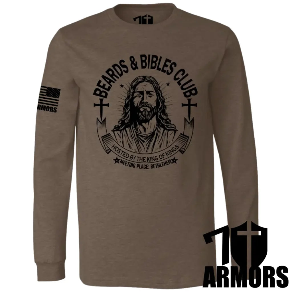 Beards And Bibles Club Long Sleeve Sm / Brown