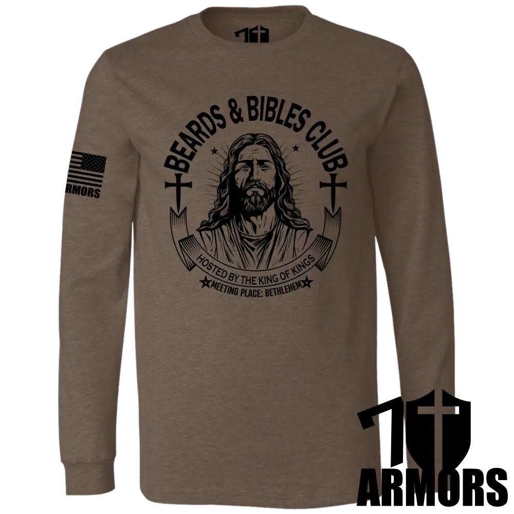 Beards And Bibles Club Long Sleeve Sm / Brown