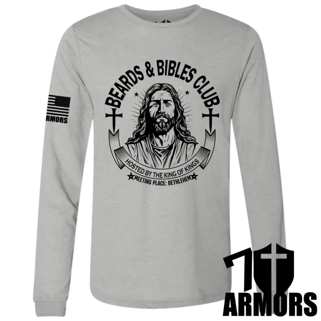 Beards And Bibles Club Long Sleeve Sm / Gray