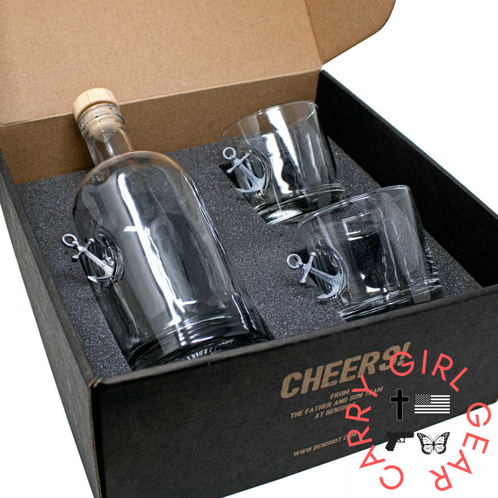 Benshot Anchor Glasses No / Decanter And Two Rocks