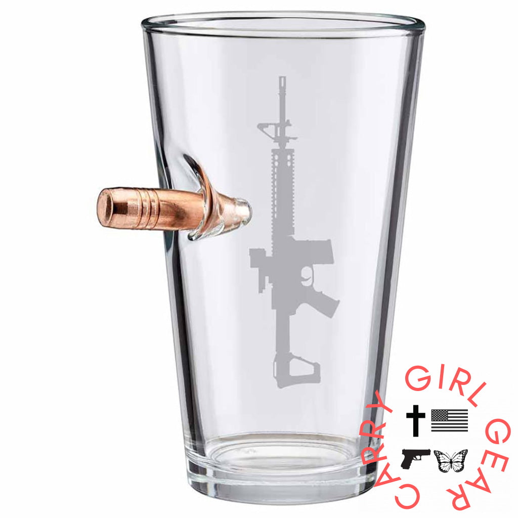 BenShot AR15 Glasses Pint Glass (16oz) / No