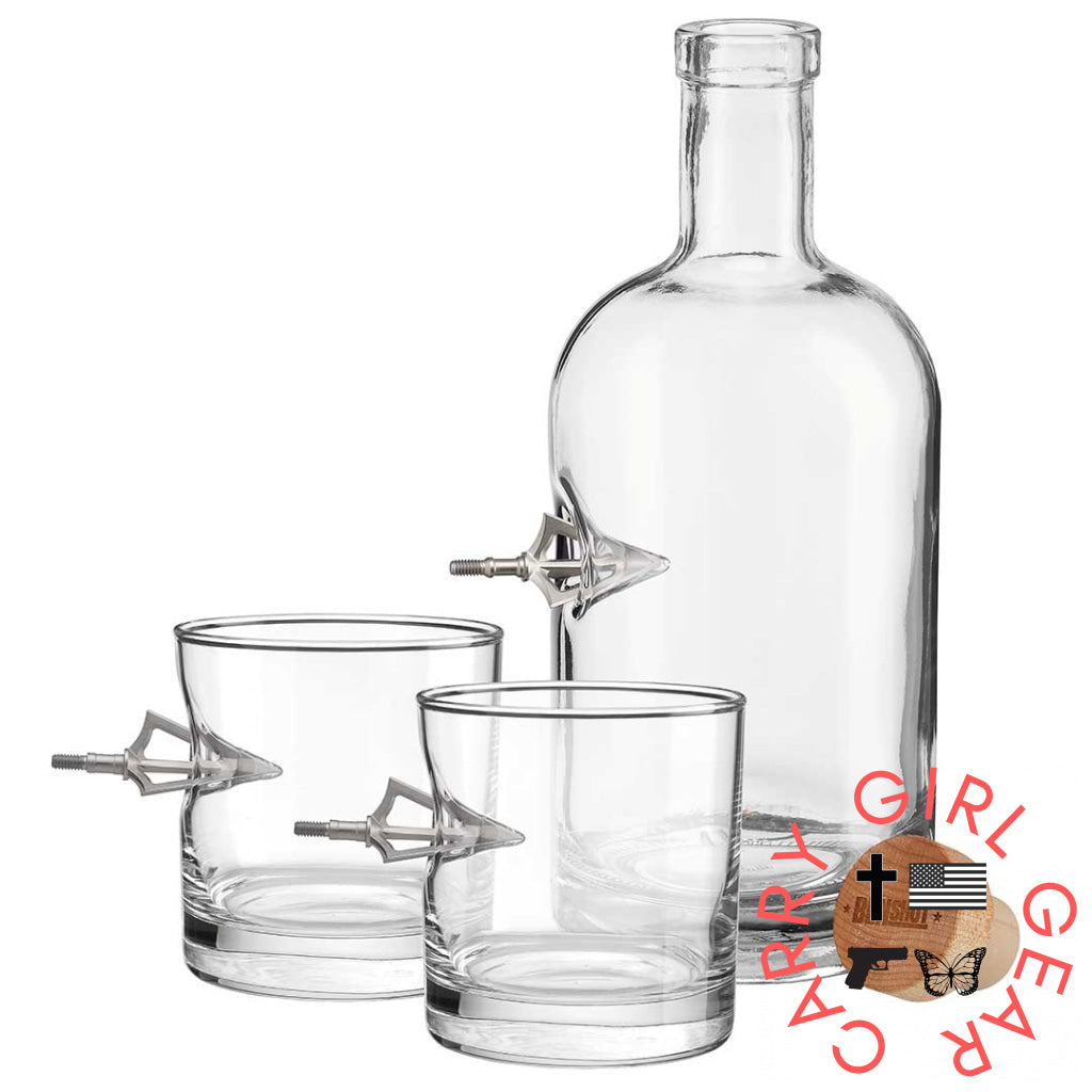 Benshot Broadhead Glasses No / Decanter And Two Rocks