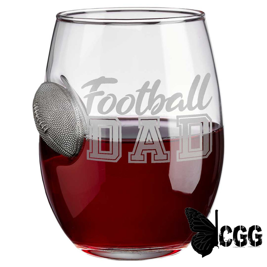 Benshot ’Football Dad’ Glasses No / Wine Glass (15Oz)