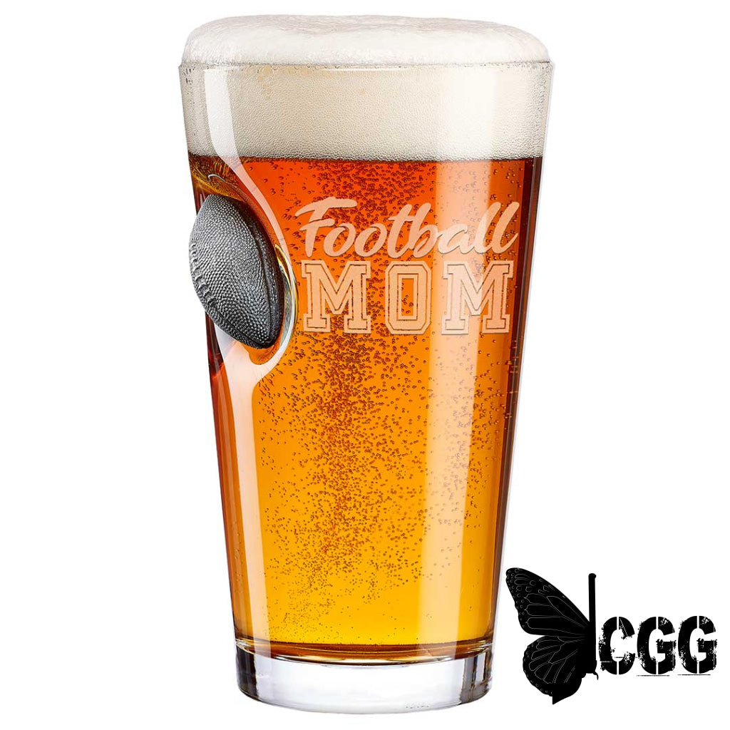 Benshot ’Football Mom’ Glasses Football Mom / No Pint Glass (16Oz)