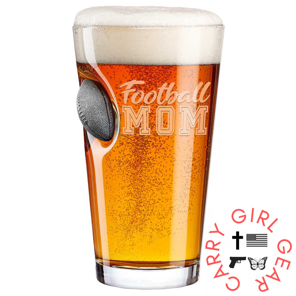 Benshot ’Football Mom’ Glasses Football Mom / No Pint Glass (16Oz)