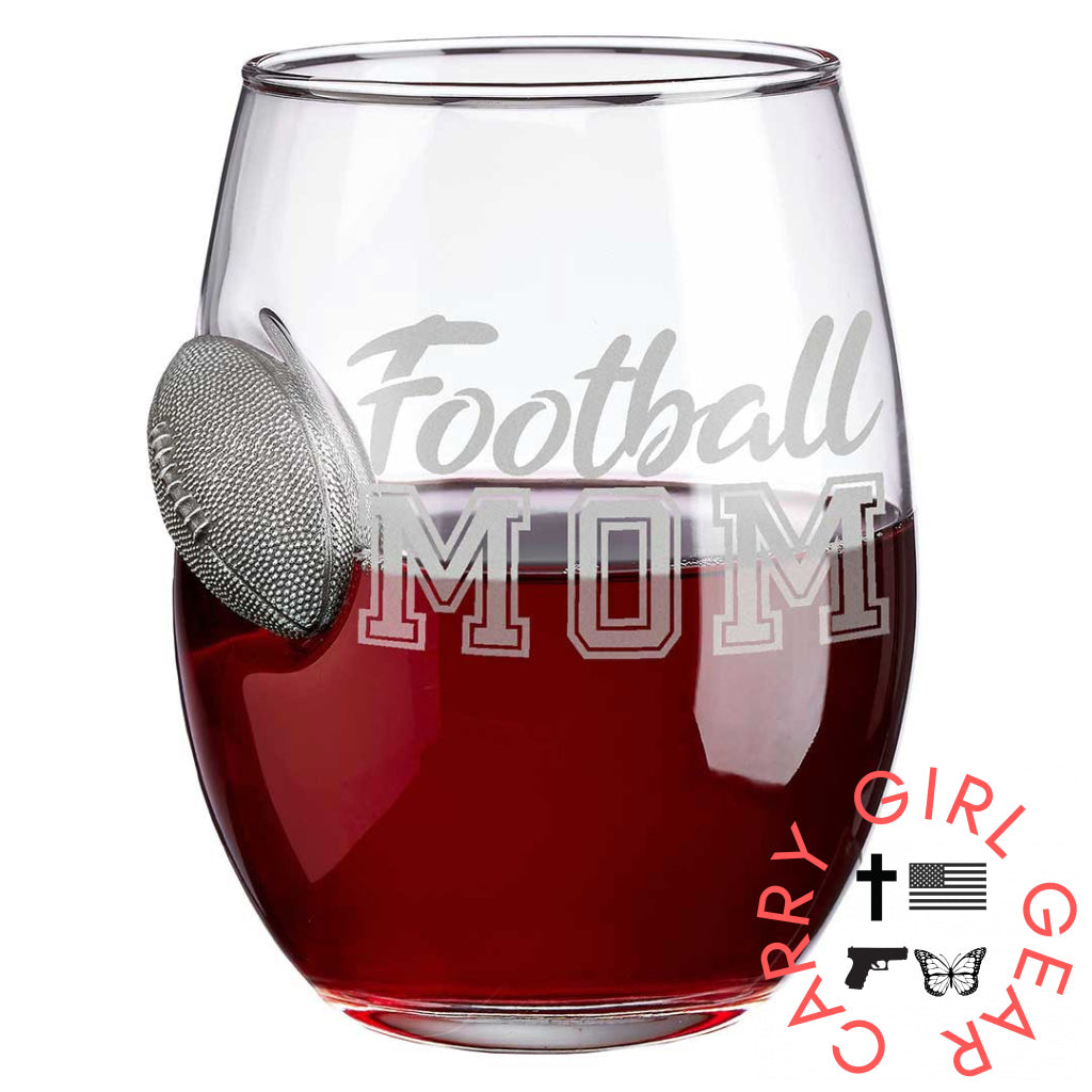 Benshot ’Football Mom’ Glasses Football Mom / No Wine Glass (15Oz)