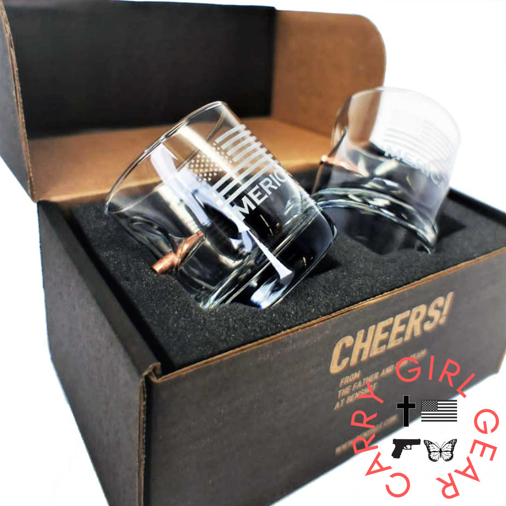 Benshot Gift Sets Two ’Merica Rocks Glass Set