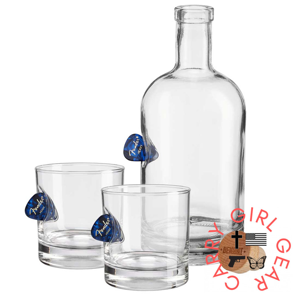 Benshot Guitar Pick Glasses No / Decanter And Two Rocks