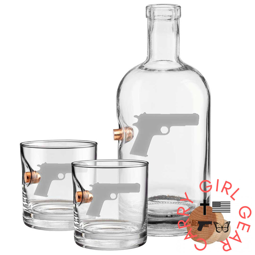 Benshot M1911 Glasses No / Decanter And Two Rocks