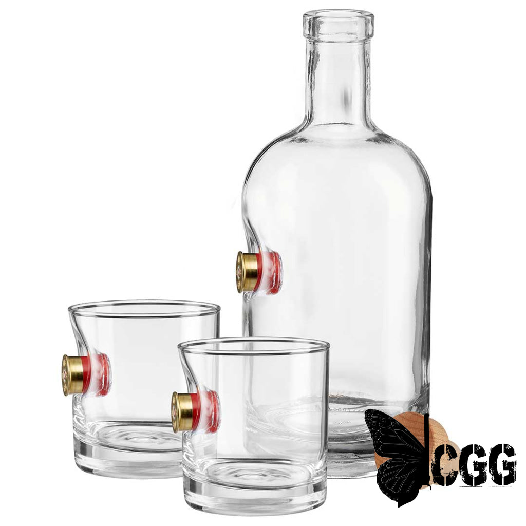 Benshot Shotgun Shell Glasses No / Decanter And Two Rocks